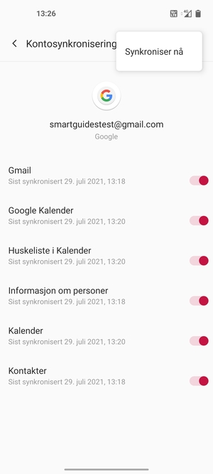 Velg Synkroniser nå