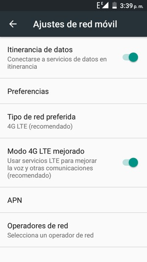 Activar o desactivar Itinerancia de datos
