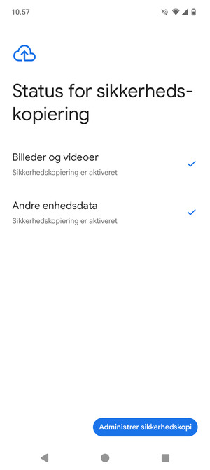 Vælg Administrer sikkerhedskopi