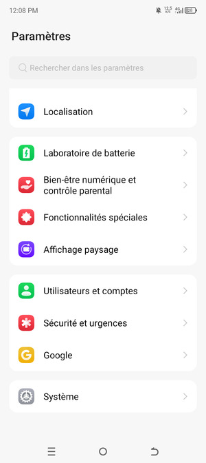 Faites défiler et sélectionnez Système