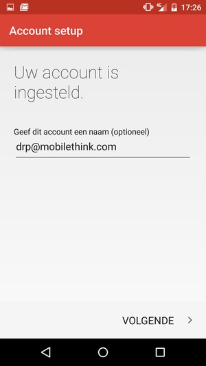 Geef uw account een naam en selecteer VOLGENDE
