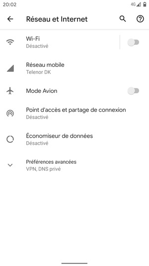 Sélectionnez Réseau mobile