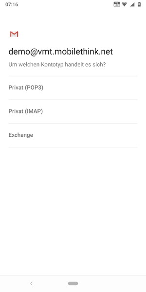 Wählen Sie Privat (POP3) oder Privat (IMAP)
