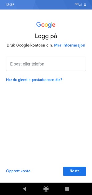 Skriv inn din Gmail-adresse og velg Neste