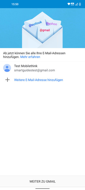 Wählen Sie WEITER ZU GMAIL