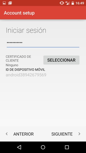 Introduzca su contraseña y seleccione SIGUIENTE