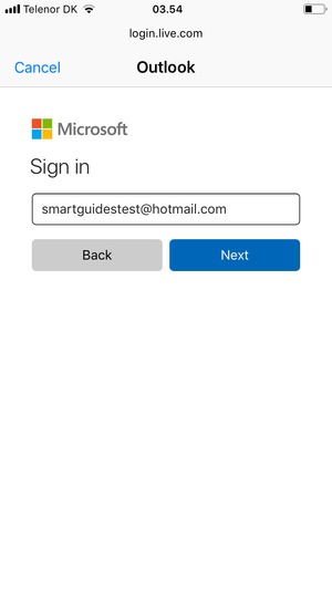 Enter your Email address and select Next