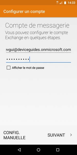 Saisissez votre adresse e-mail et votre mot de passe. Sélectionnez CONFIG. MANUELLE
