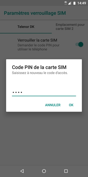 Veuillez confirmer votre nouveau code PIN de la carte SIM et sélectionner OK