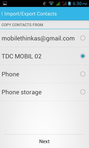 Select the SIM card and select Next