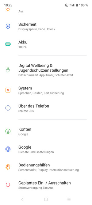 Scrollen Sie und wählen Sie System