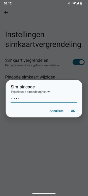 Bevestig uw nieuwe sim-pincode en selecteer OK