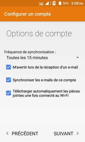 Sélectionnez SUIVANT