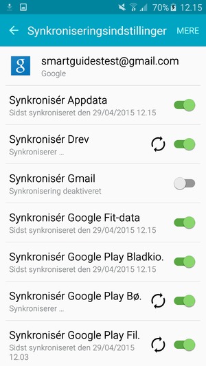 Dine oplysninger vil blive synkroniseret
