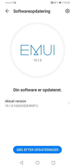 Hvis din telefon er opdateret, vil du se følgende skærmbillede