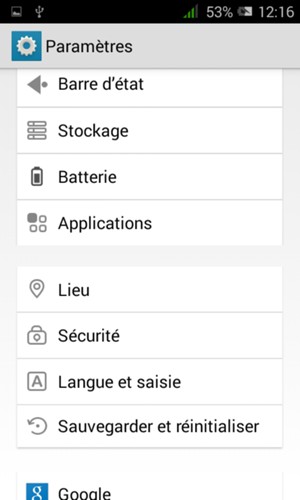 Pour modifier le code PIN de la carte SIM, retournez dans le menu Paramètres et sélectionnez Sécurité