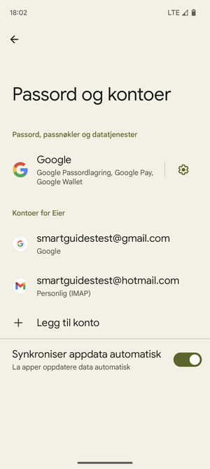 Velg din Google-konto