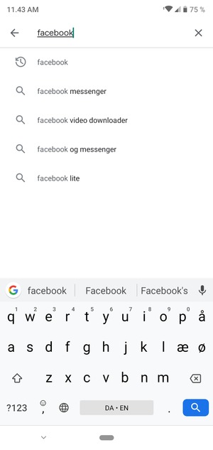Indtast navnet på appen og vælg Søg