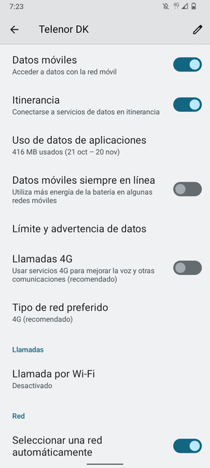 Activar o desactivar Itinerancia