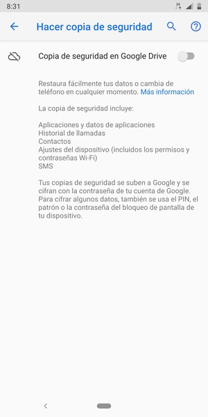 Active Copia de seguridad en Google Drive