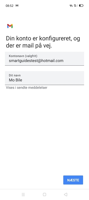 Giv din konto et navn og indtast dit navn. Vælg NÆSTE