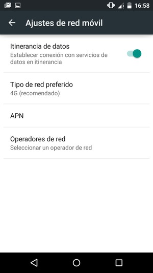 Activar o desactivar Itinerancia de datos