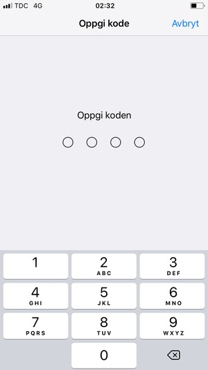 Skriv inn passkoden for telefonlåsen dersom denne allerede er aktivert på telefonen din