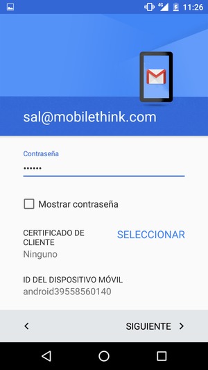 Introduzca su contraseña y seleccione SIGUIENTE