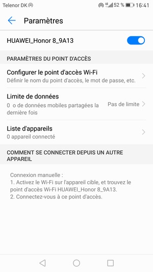 Votre téléphone est maintenant configuré pour être utilisé comme modem