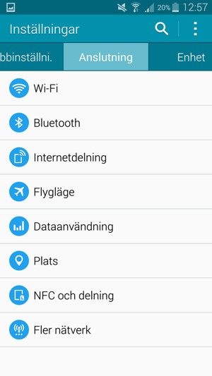 Välj Anslutning och Fler nätverk