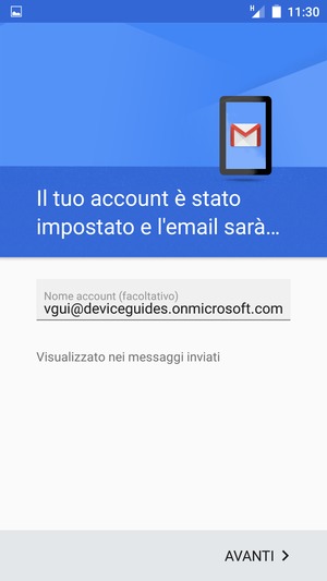 Scegli un nome per il tuo account e seleziona AVANTI