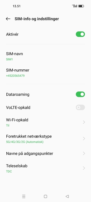 Slå Dataroaming til eller fra