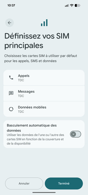 Sélectionnez votre options préférées et sélectionnez Terminé