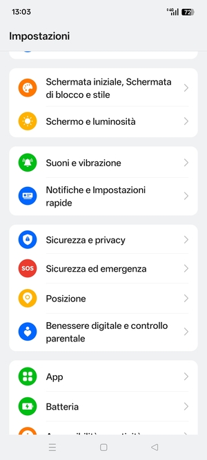 Scorri e seleziona Sicurezza e privacy
