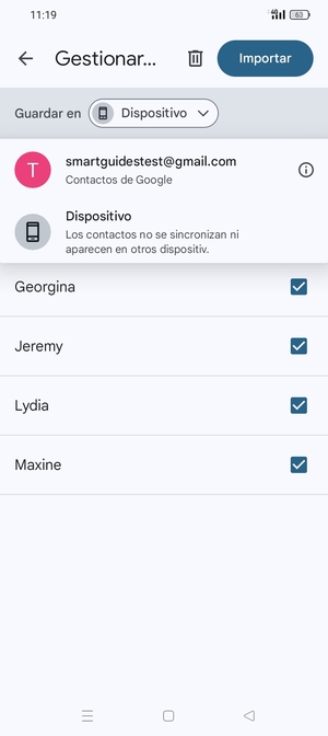 Seleccione su cuenta Google