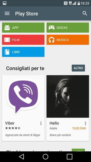 Seleziona il tasto Cerca