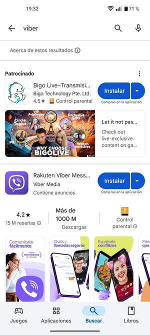 Seleccione la aplicación