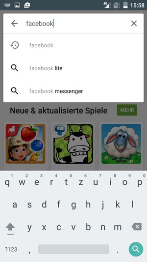 Geben Sie den Namen der App ein und wählen Sie Suchen