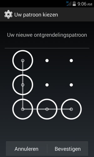Teken het ontgrendelingspatroon nogmaals en selecteer Bevestigen