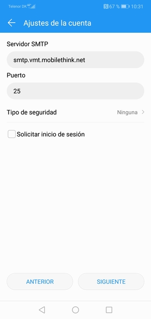 Introduzca la dirección de servidor saliente