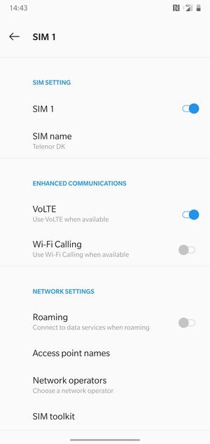 Select Access point names