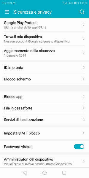 Seleziona Imposta SIM blocco