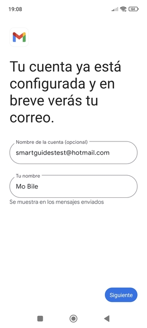 Déle a su cuenta un nombre y escriba su nombre. Seleccione Siguiente
