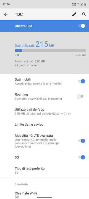 Seleziona Tipo di rete preferito