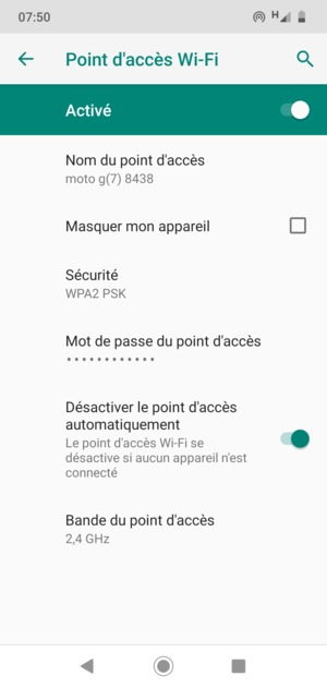 Votre téléphone est maintenant configuré pour être utilisé comme modem