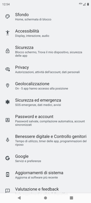 Scorri e seleziona Password e account
