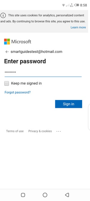 Enter your password and select Sign in
