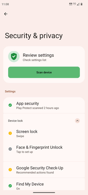 Select Screen lock