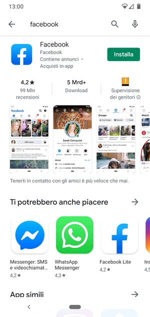 Seleziona l'applicazione