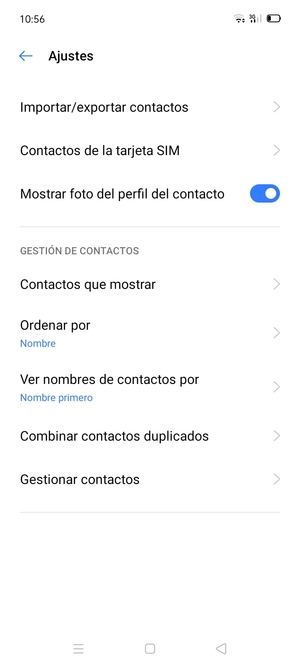 Seleccione Contactos de la tarjeta SIM